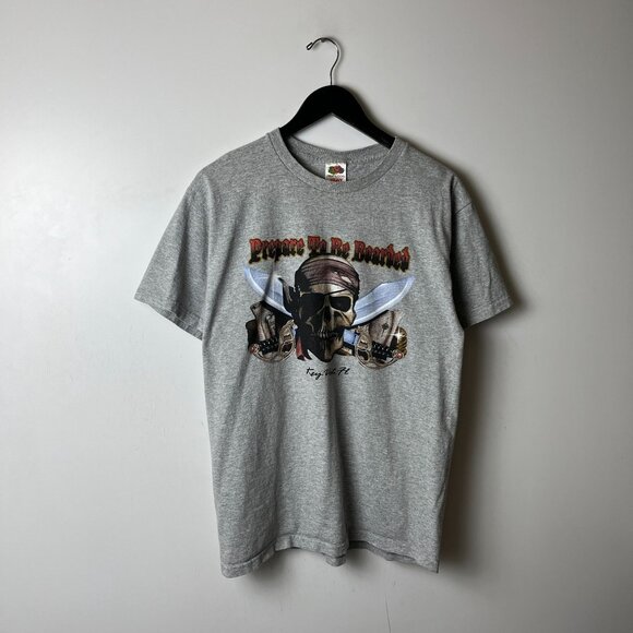 Pirate T Shirt Vintage Y2K Adult Gray Medium M Graphic Tee - Picture 8 of 12
